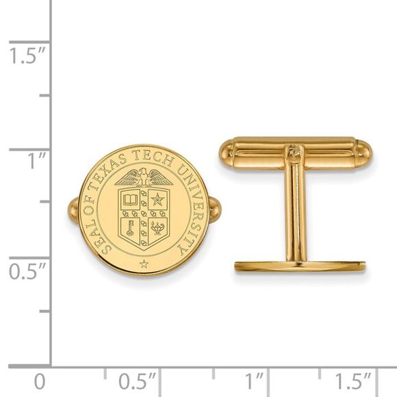14k Gold Plated Silver Texas Tech University Crest Cuff Links - Picture 2 of 3